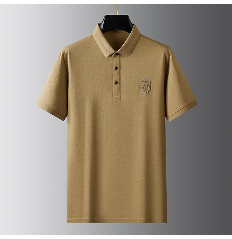 Fat brother 2024 summer new men's plus fat plus size fashion casual lapel short sleeve T-shirt a generation of hair - Image 1