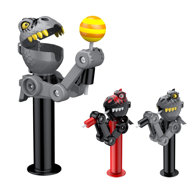 HDLNKAK 2 Pcs Dinosaur Lollipop Holder for Kids Easter Lollipop Case Creative PresstoStore Toy Fun Gift for Toddlers Over 3 Years Old Black Grey - Image 2