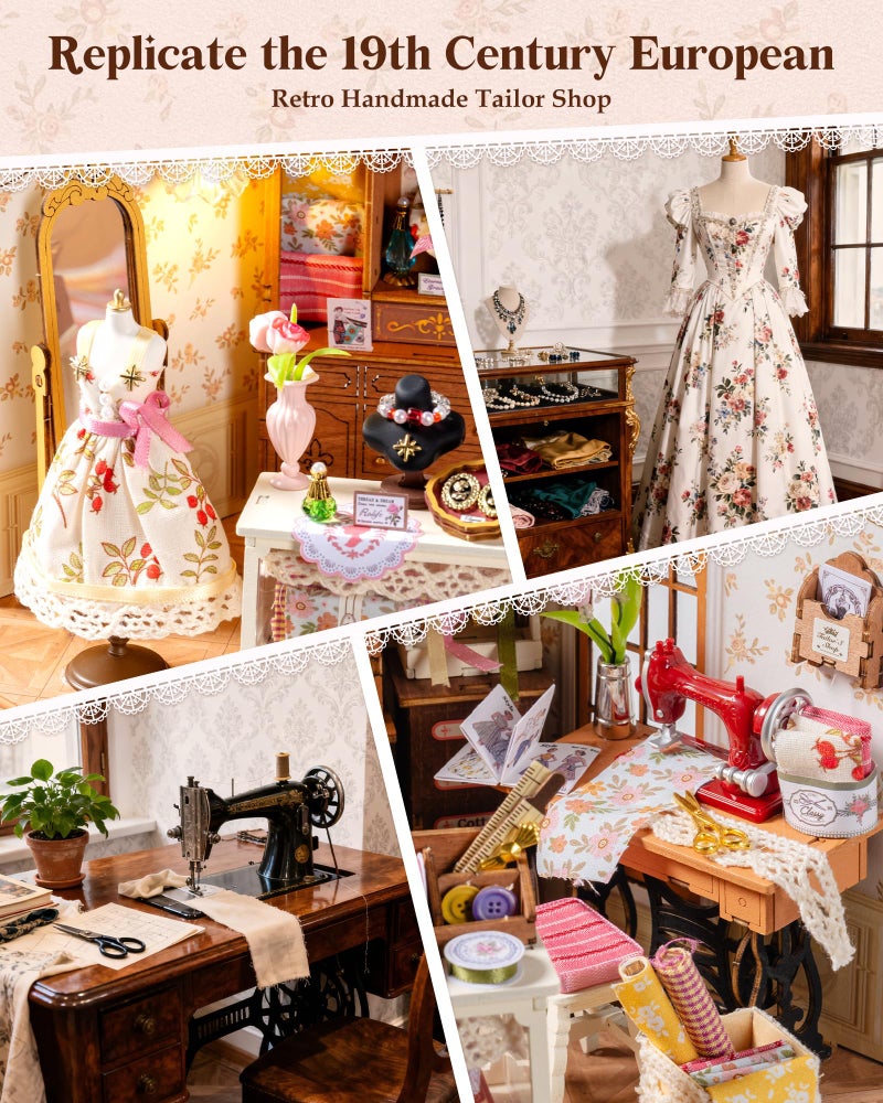 Rolife DIY Miniature House Kit Elsa's Tailoring, Mini Dollhouse Kit for Adults, Mini Room Building Kit for Teens, DIY Craft Kits for Parents Friends Girls Boys (Elsa's Tailor Shop) - Image 3