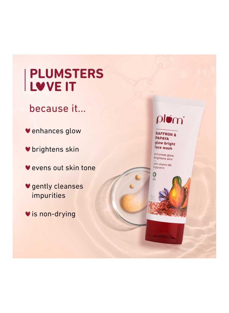 Plum Saffron & Papaya Glow & Brightening Face Wash with Vitamin B5 | Boosts Glow & Brightens Skin | Non-Drying | All Skin Types | Bright Gel Face Wash for Women & Men | for All Skin Types | 100ml - Image 2