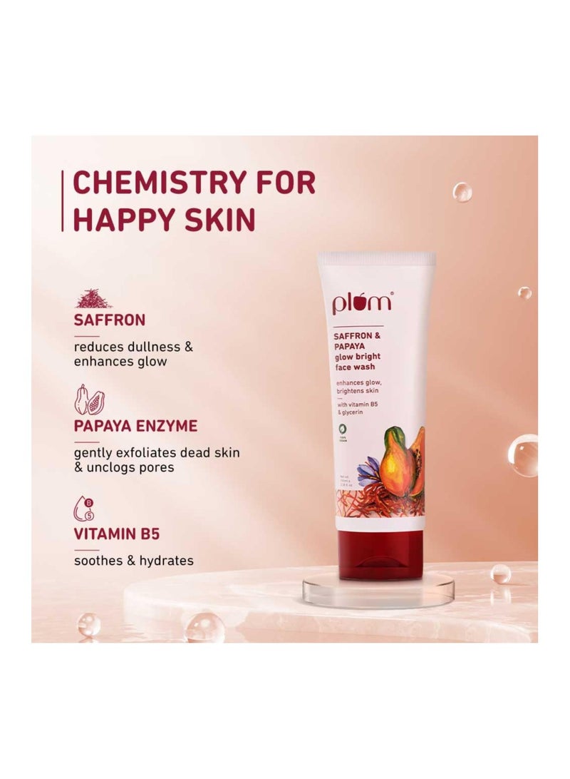 Plum Saffron & Papaya Glow & Brightening Face Wash with Vitamin B5 | Boosts Glow & Brightens Skin | Non-Drying | All Skin Types | Bright Gel Face Wash for Women & Men | for All Skin Types | 100ml - Image 4