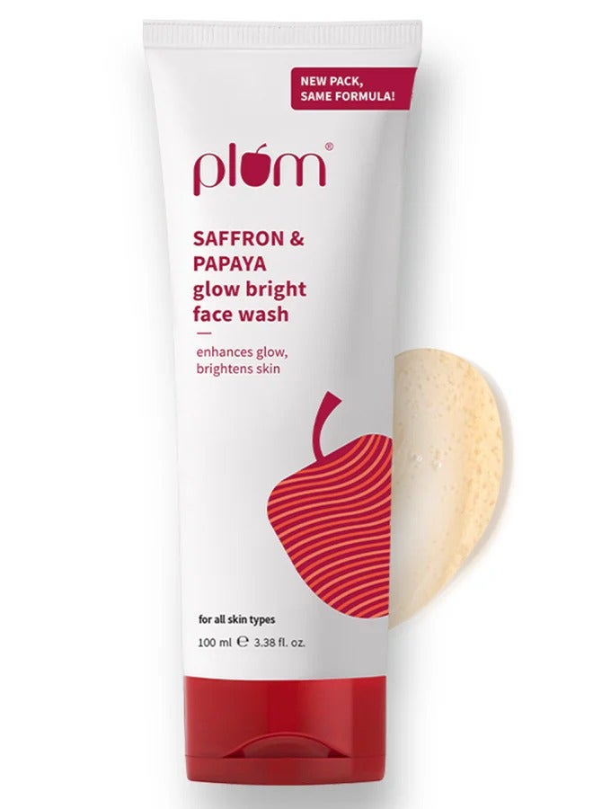 Plum Saffron & Papaya Glow & Brightening Face Wash with Vitamin B5 | Boosts Glow & Brightens Skin | Non-Drying | All Skin Types | Bright Gel Face Wash for Women & Men | for All Skin Types | 100ml - Image 1