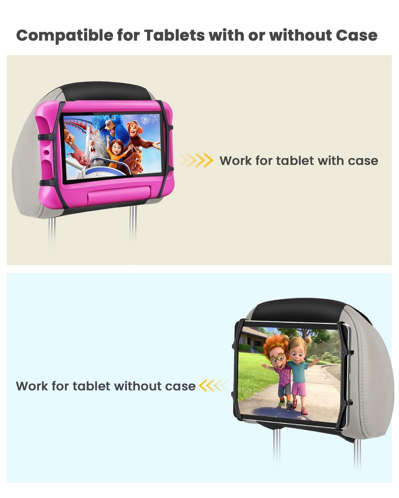 WONNIE Tablet Holder for Car, Upgraded iPad Holder for Car Mount Headrest, iPad Mount Back Seat for Kids with Anti-Slip Strap, Silicone Holding Net/Fits All 7-12.9'' Tablets - Image 5