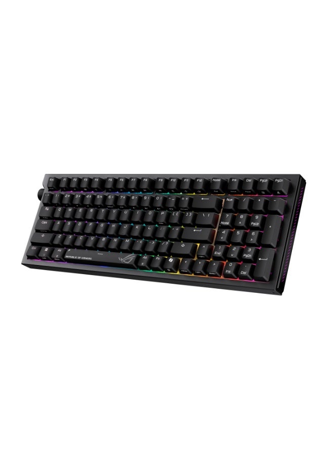 ASUS ROG Strix Morph 96 Wireless Gaming Keyboard, 96% Compact Layout, Tri-Mode (2.4GHz RF/Bluetooth/USB-C), Hot-Swappable Switches, RGB Backlit, Multi-Device Pairing, Long Battery Life, Customizable Controls, Gaming Mechanical Keyboard, Black | 90MP04IF-BKCA03 Black - Image 2