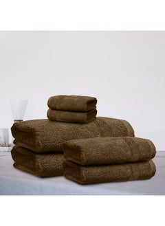 Rest Towel Set 6 Peice Brown Luxury Hotel Bedroom Super Soft Absorbent Durable Washable Quick Dry Cotton Family Bath Towels - 2 Bath Towel 70X140Cm 2 Hand Towel 50X100Cm & 2 Face Towel 30X30Cm  - Image 1