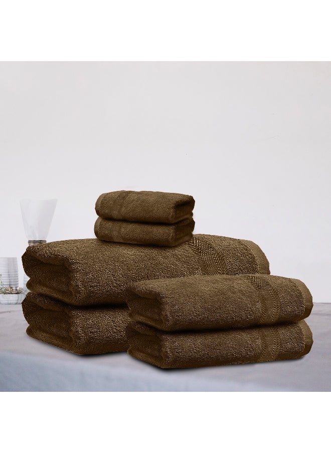 Rest Towel Set 6 Peice Brown Luxury Hotel Bedroom Super Soft Absorbent Durable Washable Quick Dry Cotton Family Bath Towels - 2 Bath Towel 70X140Cm 2 Hand Towel 50X100Cm & 2 Face Towel 30X30Cm  - Image 1