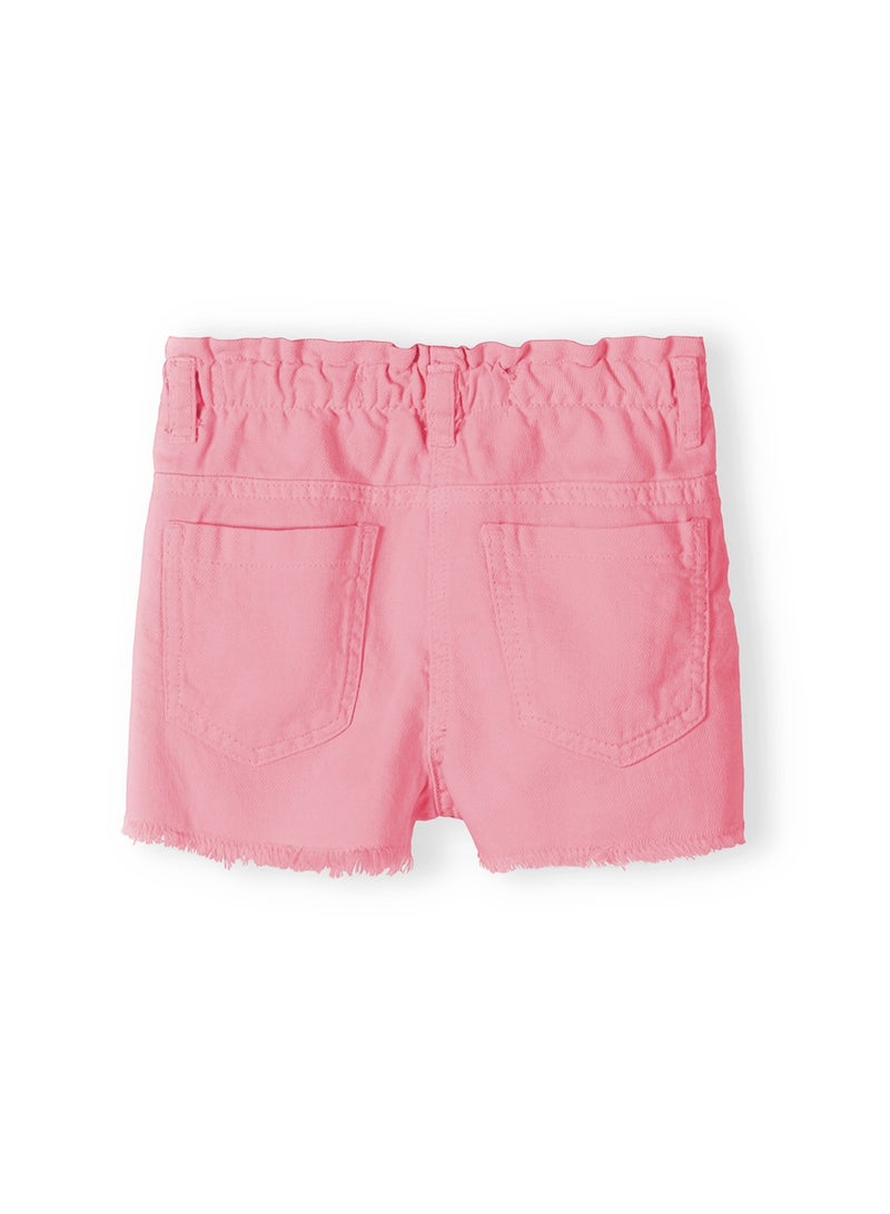 MINOTI Kids Girls Button Closure Shorts With Elastic Waist And Raw Hem - Image 2