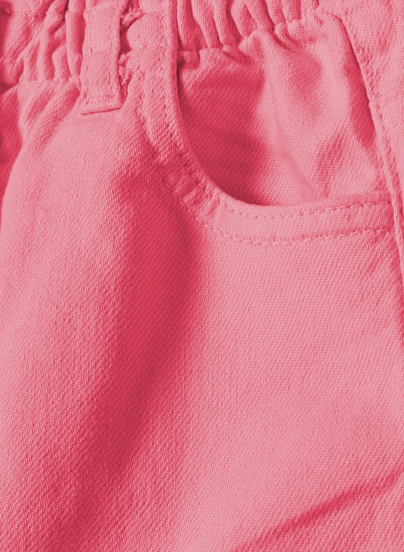 MINOTI Kids Girls Button Closure Shorts With Elastic Waist And Raw Hem - Image 3