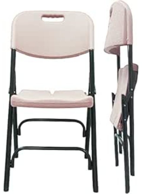 Folding Multipurpose Chair – Lightweight Beige Plastic Chair for Balcony, Garden, Travel & Stacking