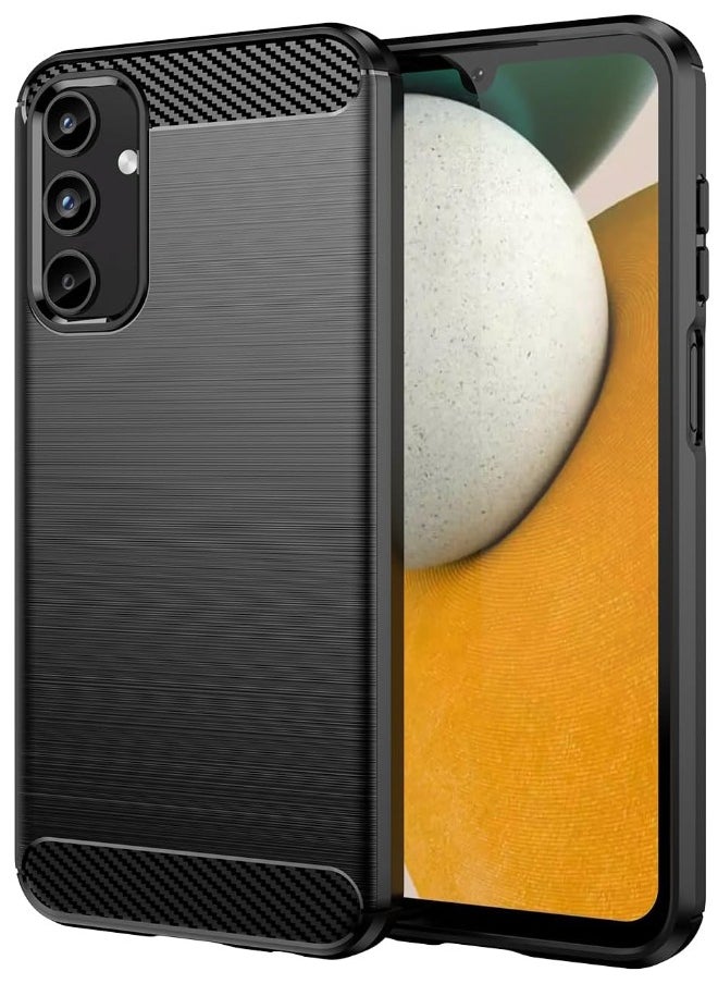 RUGGED SHIELD - Samsung Galaxy A15 Case with Brushed Carbon Fiber Texture, Fashion Shock-Absorption Anti-Drop Flexible TPU Bumper Soft Rubber Protective Phone Case Cove for Samsung Galaxy A15 2024, Black - Image 1
