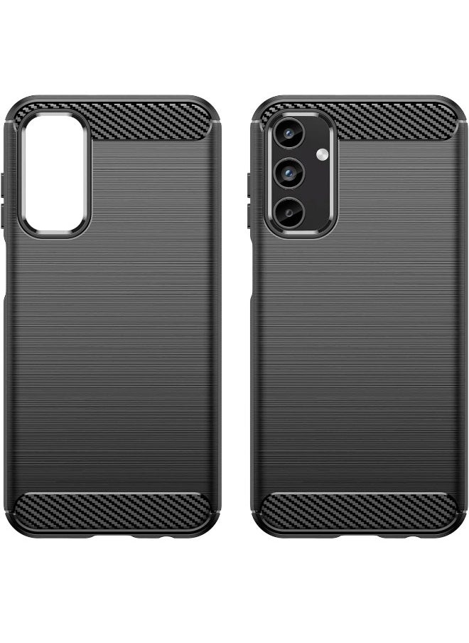 RUGGED SHIELD - Samsung Galaxy A15 Case with Brushed Carbon Fiber Texture, Fashion Shock-Absorption Anti-Drop Flexible TPU Bumper Soft Rubber Protective Phone Case Cove for Samsung Galaxy A15 2024, Black - Image 1