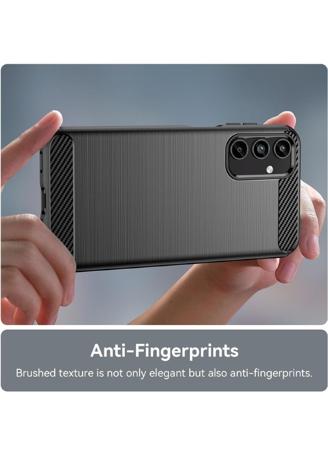 RUGGED SHIELD - Samsung Galaxy A15 Case with Brushed Carbon Fiber Texture, Fashion Shock-Absorption Anti-Drop Flexible TPU Bumper Soft Rubber Protective Phone Case Cove for Samsung Galaxy A15 2024, Black - Image 1