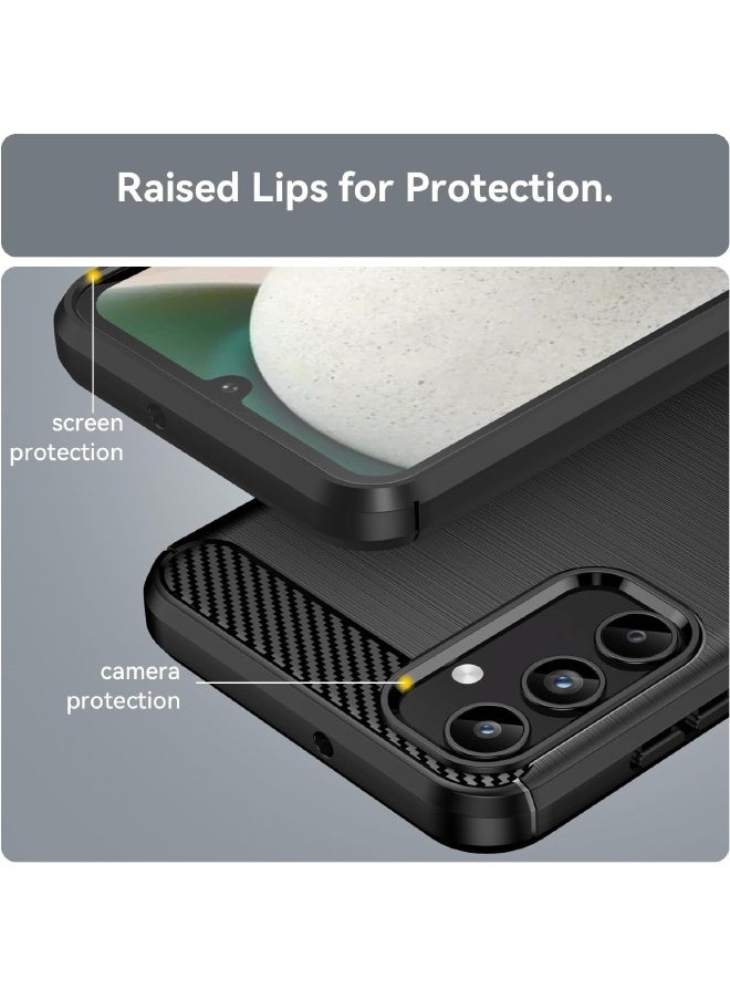 RUGGED SHIELD - Samsung Galaxy A15 Case with Brushed Carbon Fiber Texture, Fashion Shock-Absorption Anti-Drop Flexible TPU Bumper Soft Rubber Protective Phone Case Cove for Samsung Galaxy A15 2024, Black - Image 1