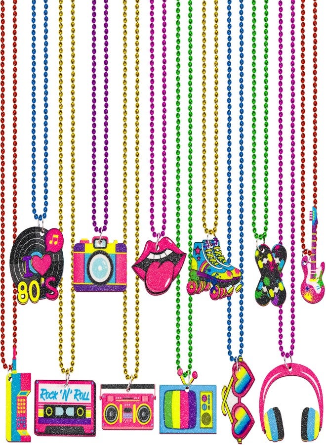 Moon Boat 48PCS 80s Party Decorations Favors: Retro Disco Rock Beads Bulk for Women, 1980s 80's Theme Accessories Supplies - Image 1