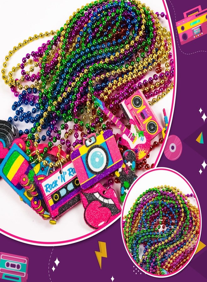 Moon Boat 48PCS 80s Party Decorations Favors: Retro Disco Rock Beads Bulk for Women, 1980s 80's Theme Accessories Supplies - Image 5