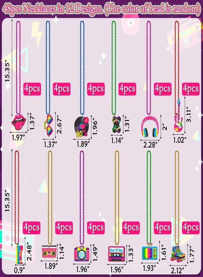 Moon Boat 48PCS 80s Party Decorations Favors: Retro Disco Rock Beads Bulk for Women, 1980s 80's Theme Accessories Supplies - Image 4