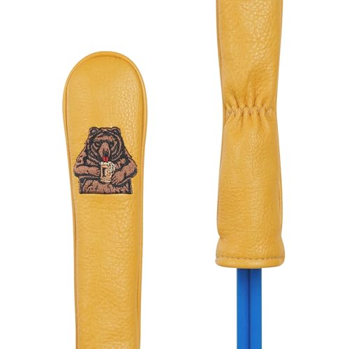 LZFAN Golf Alignment Stick Cover - Leather Holds at Least 2 Sticks, Club Protector with Beer Bear Embroidery - Image 3