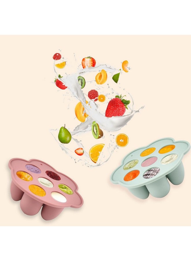 Ginbear Silicone Baby Fruit Food Feeder & Freezer Tray (Set of 2), Infant Teething Feeder Pacifiers with Baby Popsicle Molds Combo 4 Months+ (Hazy Green/Almond) - Image 5