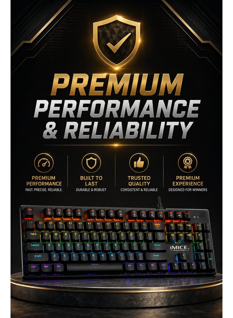 iMICE GK600 Mechanical Gaming Keyboard 104 Keys Wired RGB Full Size USB Keyboard for PC Laptop Gaming - Image 5