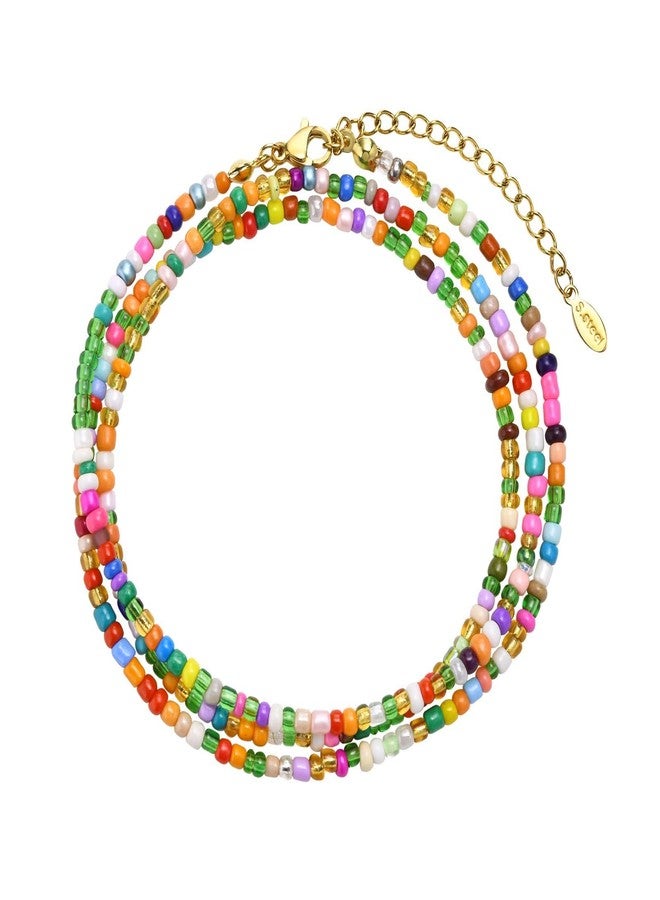 MPRAINBOW أساور كاحل متعددة الطبقات للنساء، أساور كاحل ملونة يدوية الصنع بأسلوب بوهيمي، سلاسل كاحل صيفية قابلة للتعديل، هدايا مجوهرات للنساء، صديقة، أخت - Image 1