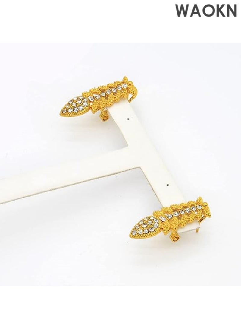 WAOKN Women Jewelry Sets Gold Necklace Earrings Bangle Ring Set Fashion Wedding Prom Jewelry Set Stunning Bridal Jewelry Set Delicate Gold Plated Necklace Earring Wrist Chain and Rings Set For Bridal And Party Wear - Image 4