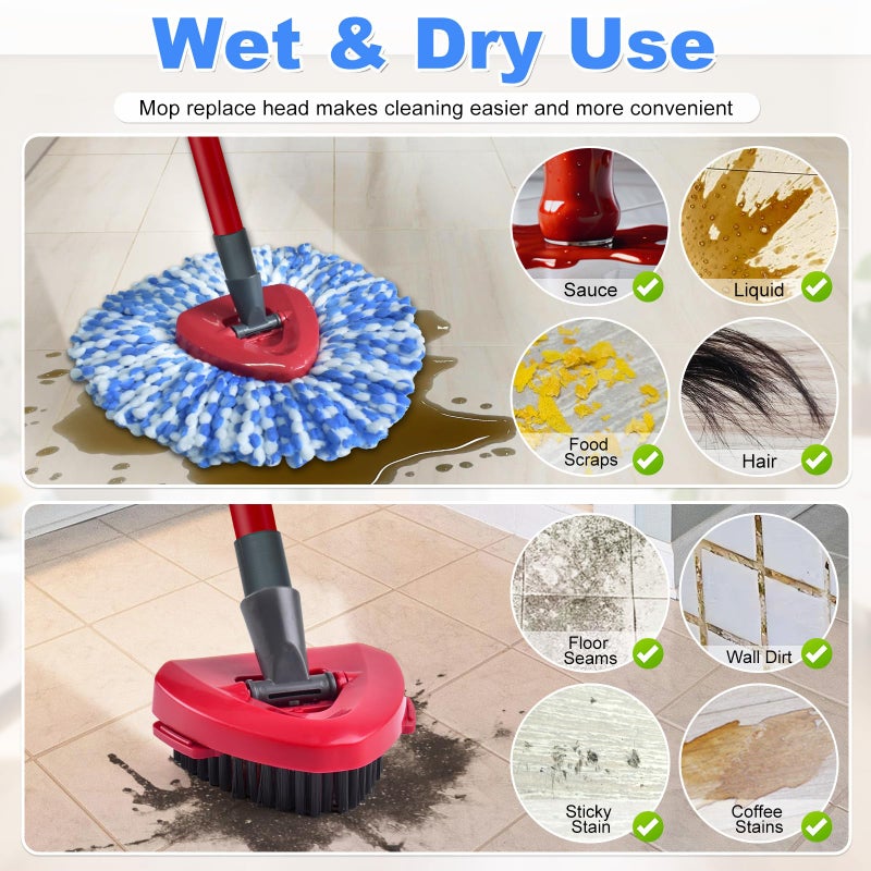 DLAIMI Mop Heads Replacements for Ocedar, 3 Pack Mop Replace Head for Ocedar RinseClean 2-Tank System, Spin Mop Replacement Head with 2 Scrubber Mop Head, Microfiber Mop Refills Deep Cleaning - Image 3