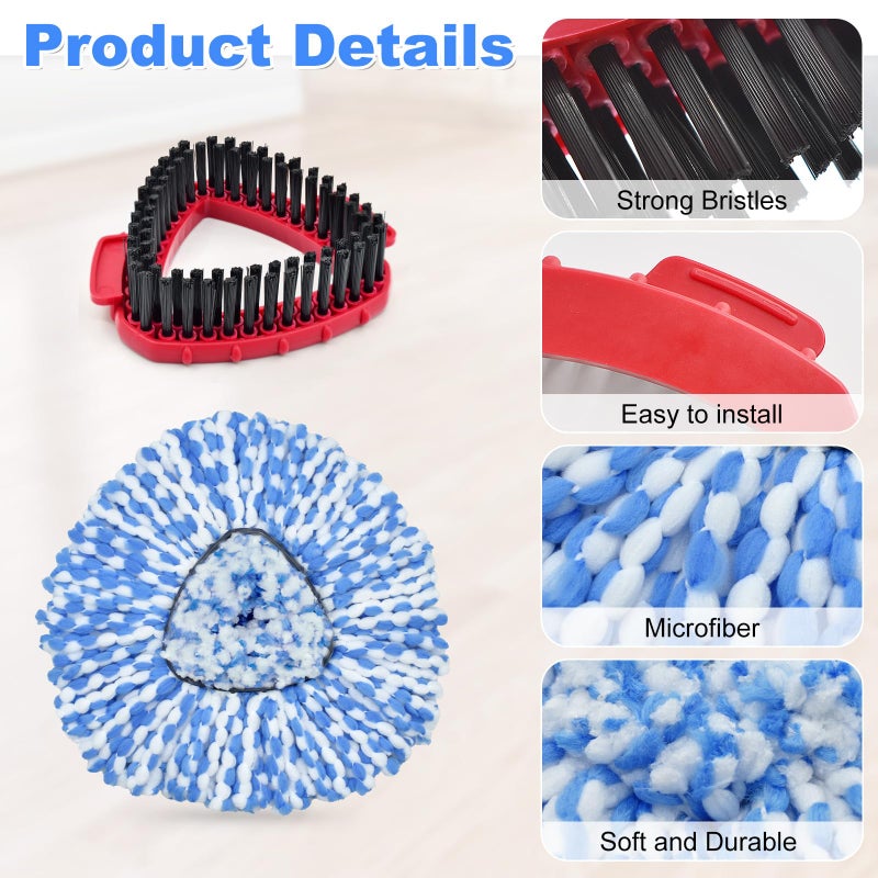 DLAIMI Mop Heads Replacements for Ocedar, 3 Pack Mop Replace Head for Ocedar RinseClean 2-Tank System, Spin Mop Replacement Head with 2 Scrubber Mop Head, Microfiber Mop Refills Deep Cleaning - Image 5