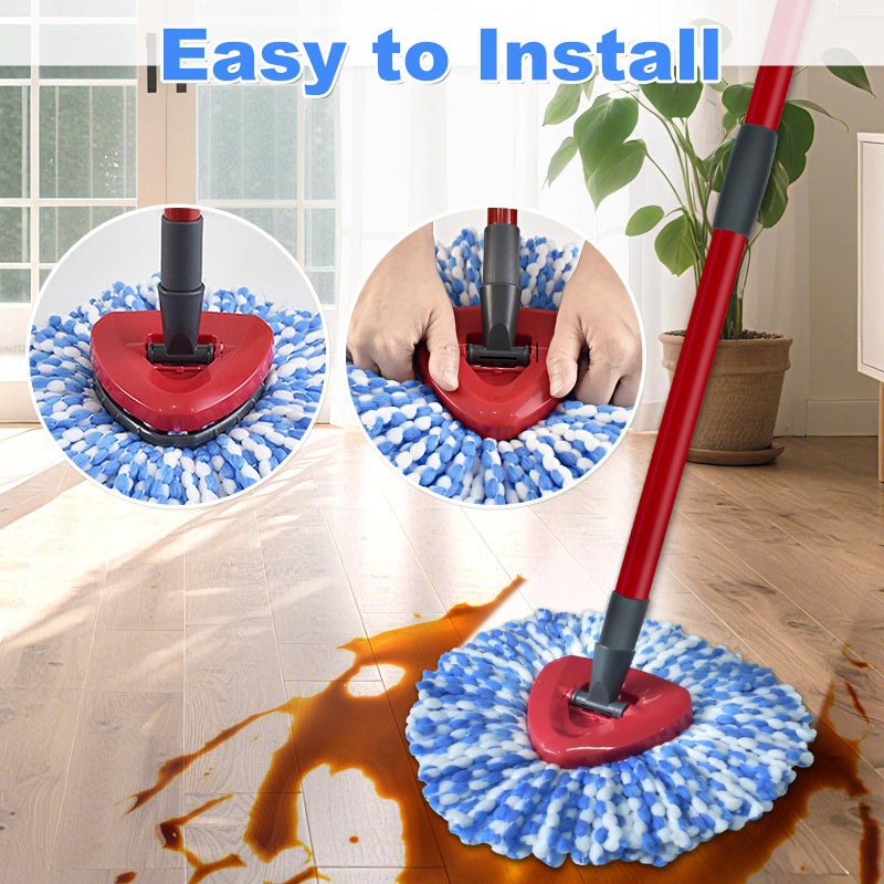 DLAIMI Mop Heads Replacements for Ocedar, 3 Pack Mop Replace Head for Ocedar RinseClean 2-Tank System, Spin Mop Replacement Head with 2 Scrubber Mop Head, Microfiber Mop Refills Deep Cleaning - Image 4