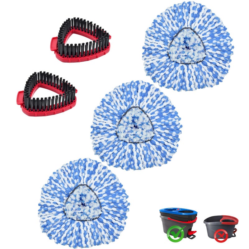 DLAIMI Mop Heads Replacements for Ocedar, 3 Pack Mop Replace Head for Ocedar RinseClean 2-Tank System, Spin Mop Replacement Head with 2 Scrubber Mop Head, Microfiber Mop Refills Deep Cleaning - Image 1