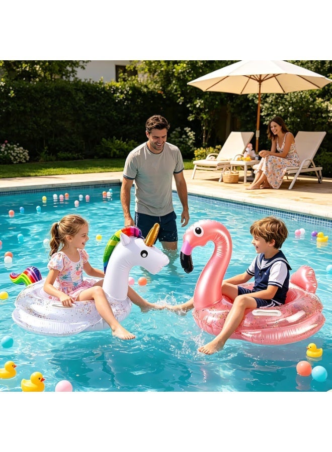 Generic valueable 1 Inflatable unicorn and flamingo design swimming pool floats for kids, fun swimming toys for party decorations for boys and girls, summer beach water toys - Image 3
