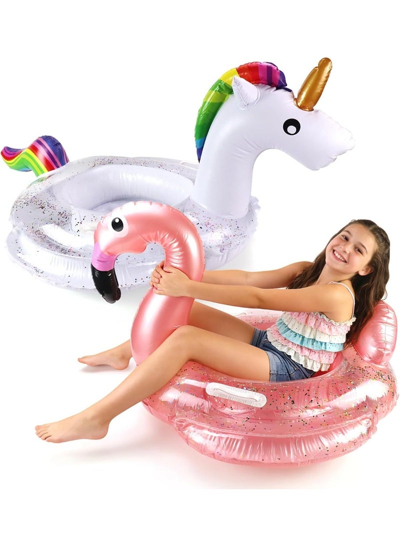 Generic valueable 1 Inflatable unicorn and flamingo design swimming pool floats for kids, fun swimming toys for party decorations for boys and girls, summer beach water toys - Image 2
