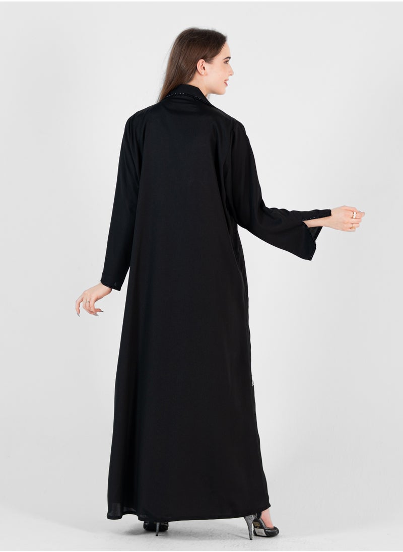 Rosette Abaya Relaxed abaya with black embroidery  - Image 3