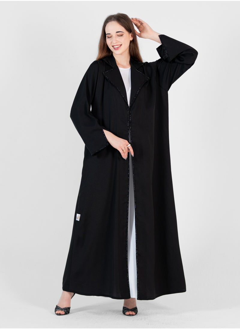 Rosette Abaya Relaxed abaya with black embroidery  - Image 4