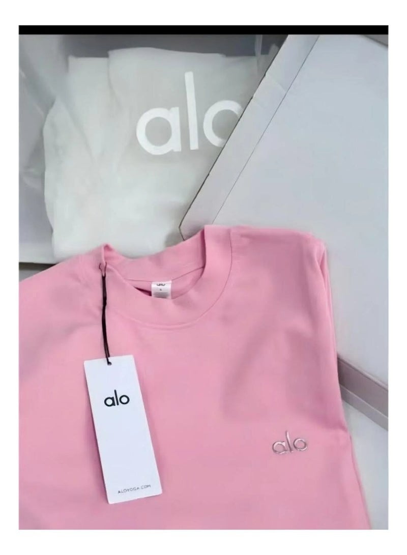 Alo Yoga Loose T-shirt-Round Neck Short Sleeve-Summer Short Sleeve - Image 1