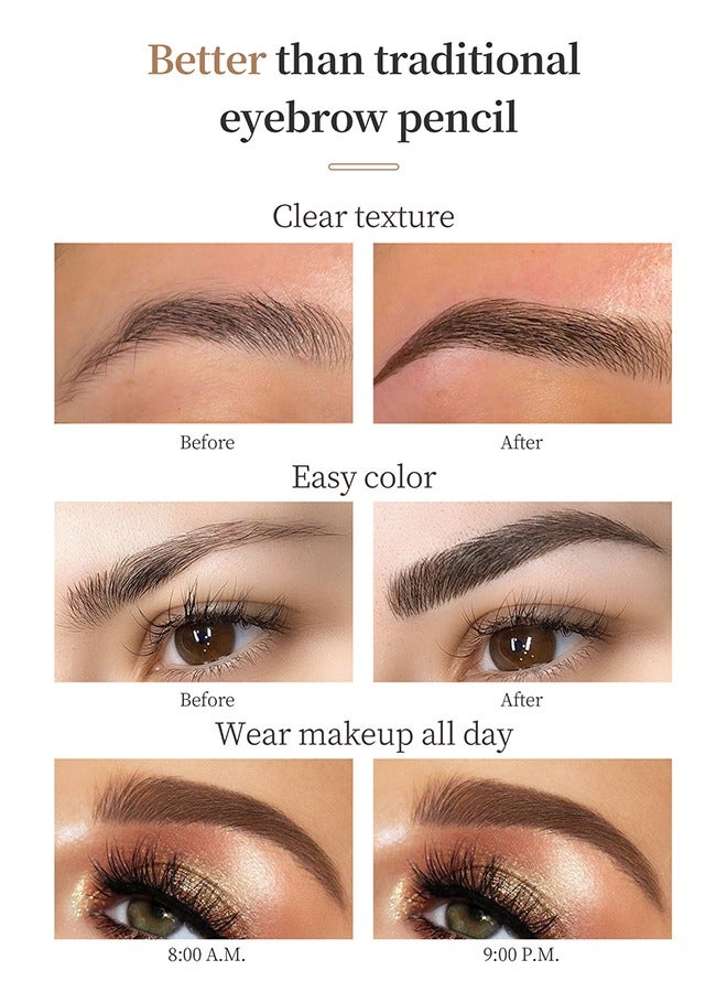 QIC Eyebrow Pencil, Liquid Eyebrow Pen with 4 Micro-Fork Tips, Waterproof Smudge-proof Brow Pencil, for Natural Looking Eyebrow Makeup, Black #4 - Image 3