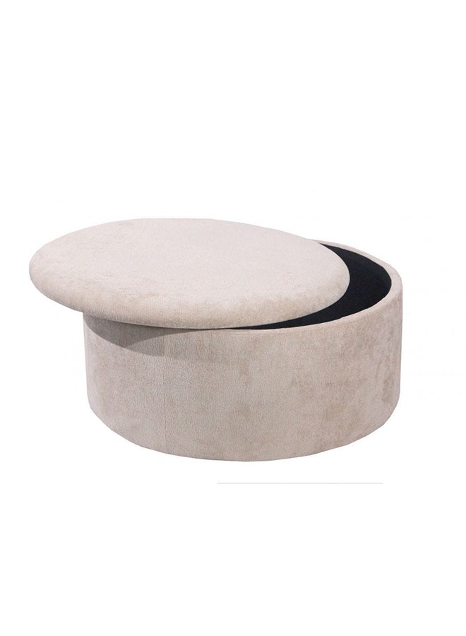 DANUBE HOME Edlyn Fabric Storage Ottoman Single Chair Or Footrest Pouf Modern Design Furniture For Living Room Bedroom L 100 x W 100 x H 45 cm Beige  - Image 2