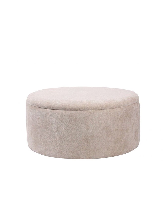 DANUBE HOME Edlyn Fabric Storage Ottoman Single Chair Or Footrest Pouf Modern Design Furniture For Living Room Bedroom L 100 x W 100 x H 45 cm Beige  - Image 3