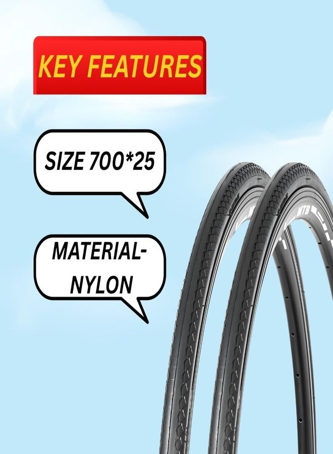 FCCRACING Ralson 700×25C Tyre & Tube Combo Pair | Set of 2 Tyres & 2 Tubes for Road, Hybrid & City Bicycles (Size-700 * 25) - Image 2