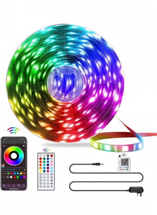fantasize 5-meter RGB LED Strip Lights with App and 44-Key Remote, Smart Bedroom Lighting with Adjustable Brightness, Adhesive Backing for Party and Home Decoration - Image 1