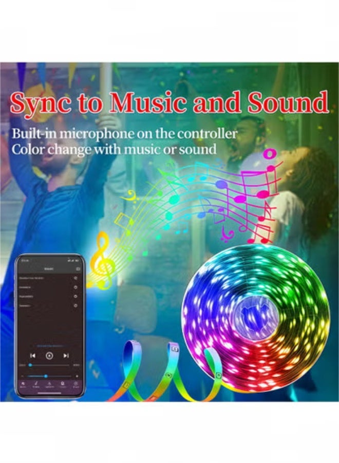 fantasize 5-meter RGB LED Strip Lights with App and 44-Key Remote, Smart Bedroom Lighting with Adjustable Brightness, Adhesive Backing for Party and Home Decoration - Image 2