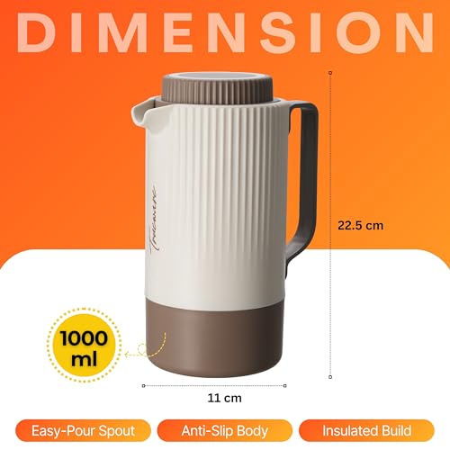 Trueware Amaze ISI Certified Inner Steel Thermoware 1000 ML Hot & Cold Flask Jug, BPA Free, Leak Proof, Ideal for Tea, Coffee, Water, Hot and Cold Beverages - Image 2