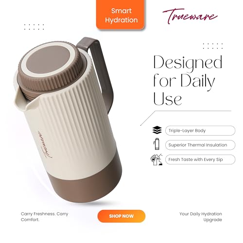 Trueware Amaze ISI Certified Inner Steel Thermoware 1000 ML Hot & Cold Flask Jug, BPA Free, Leak Proof, Ideal for Tea, Coffee, Water, Hot and Cold Beverages - Image 5