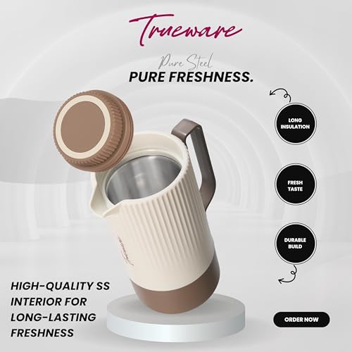 Trueware Amaze ISI Certified Inner Steel Thermoware 1000 ML Hot & Cold Flask Jug, BPA Free, Leak Proof, Ideal for Tea, Coffee, Water, Hot and Cold Beverages - Image 4