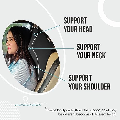 Nexllent Car Seat Headrest Neck Rest Pillow Cushion for All Cars- Ergonomic Car Neck Pillow Memory Foam Neck Support for Neck/Back Pain Relief Neck Rest Support Cushion (Black), Pack of 1 - Image 2