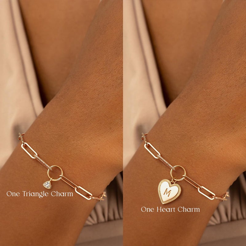 MYEARS Valentines Day Gifts for Women - Gold Initial Bracelets for Women Trendy 14K Gold Plated Heart Letter A-Z Charm Bracelets Paperclip Chain Personalized Jewelry Birthday Gifts for Her - Letter L - Image 4