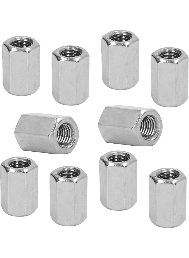 Poaker Galvanized Iron Threaded Long Nut Hexagonal Sleeve Coupling For Bolts Rods Studs And Screws Corrosion-Resistant Ideal For Industrial And Construction Use 12Mm 10 Pcs - Image 1