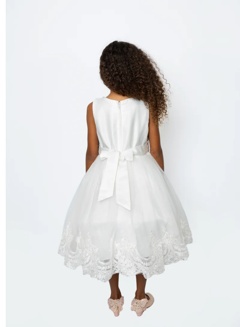D'Daniela Mini Maya Kids Sequin Applique Dress white