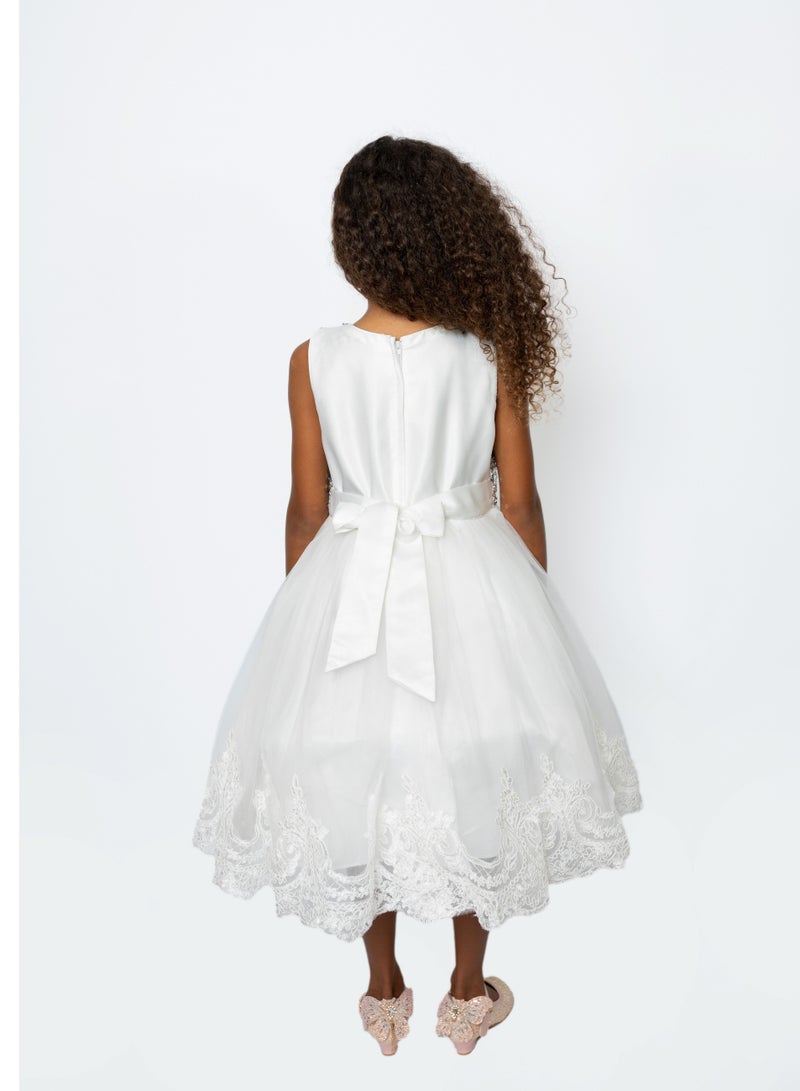 D'Daniela Mini Maya Kids Sequin Applique Dress white - Image 2