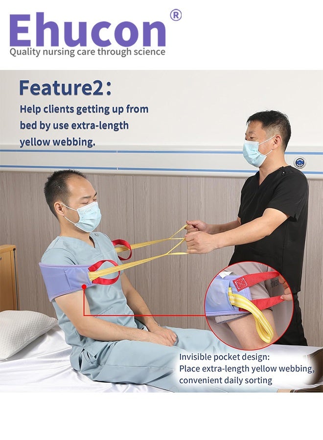 Ehucon Transfer Sling for Elderly/Disabled,Transfer Belt with Handles,Easy Transfer Belts for Lifting Seniors,Safely Move from Bed and Wheelchair, Patient Care Lifting Sling - Image 4