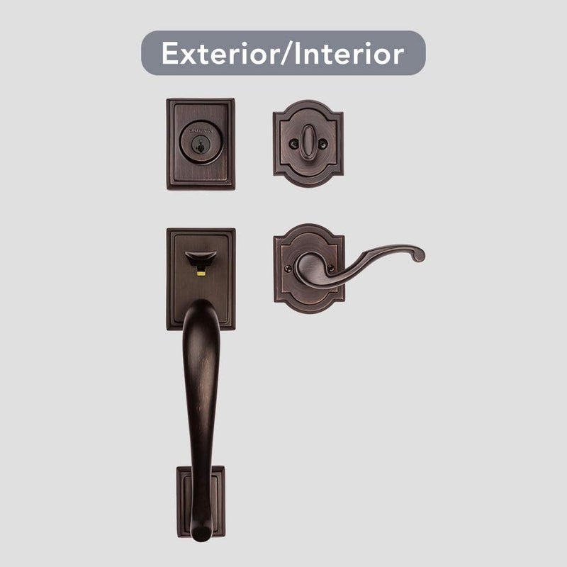 Baldwin Baldwin Pistoria Front Entry Handleset with Interior Lever Featuring SmartKey Deadbolt ReKey Technology in Venetian Bronze  - Image 2
